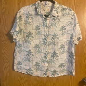 C&C California Green and White Palm Print Shirt